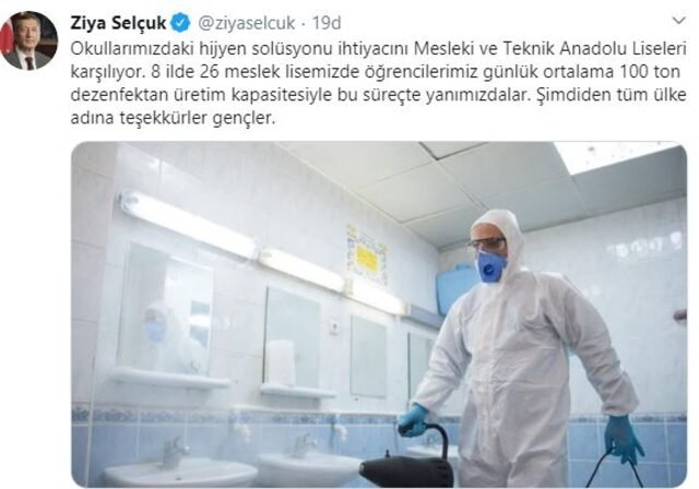 koronavirusu okullar ziya selcuk mesaj