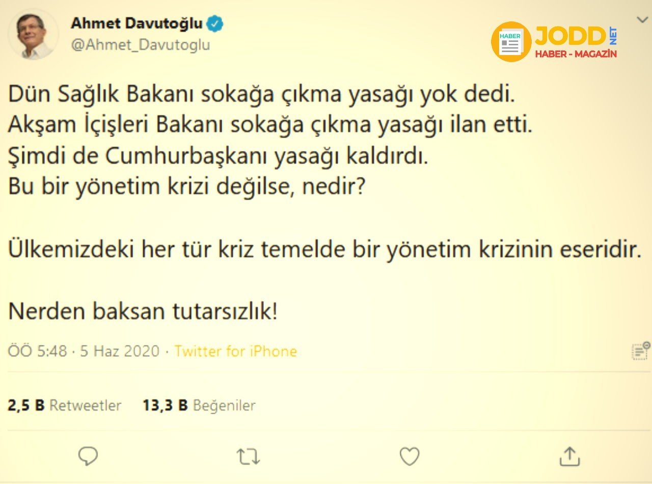 Ahmet Davutoğlu: Bu bir yönetim krizi değilse, nedir?