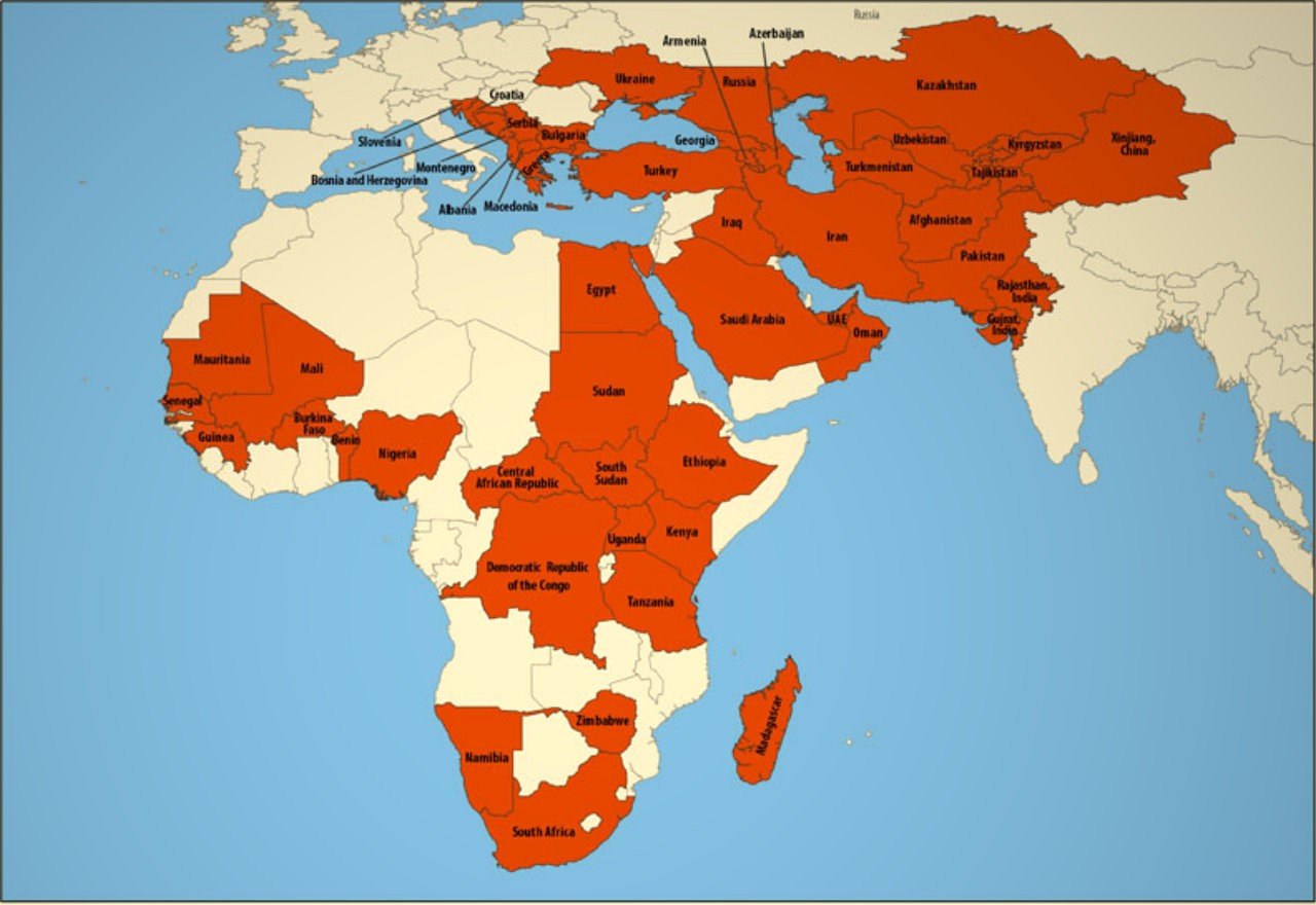 Kırım kongo kanamalı ateşi ülkeler haritası
