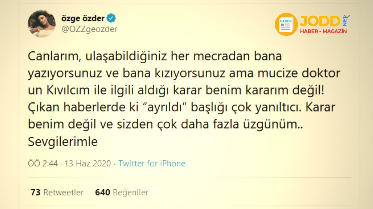 Özge Özder, Mucize Doktor dizizinden ayrılma nedenini açıkladı