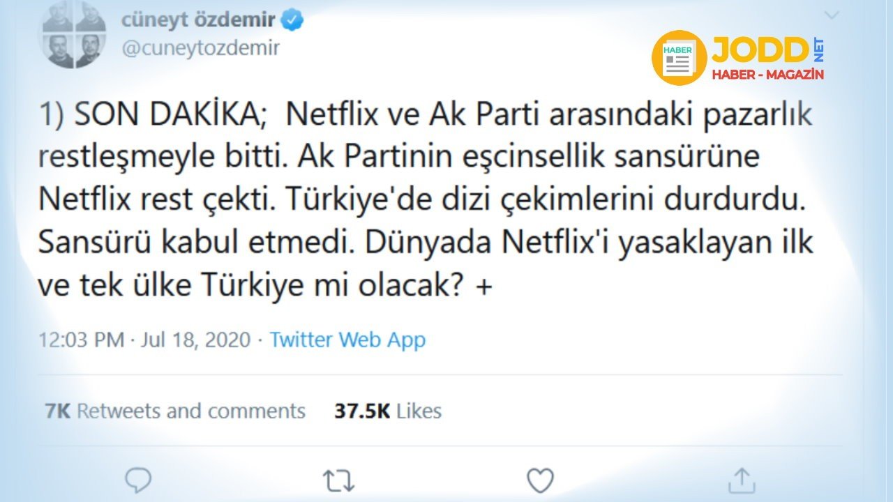 Cüneyt Özdemir, netflix türkiye programlarını iptal etti