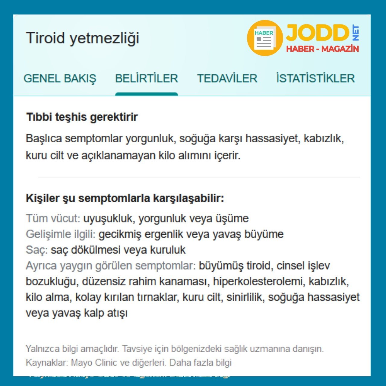 hipotiroidi hastalığı belirtileri nelerdir?