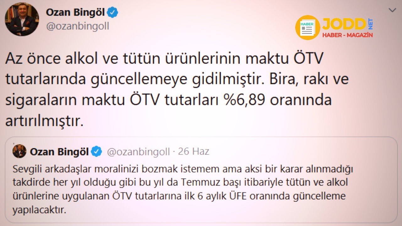 Ozan Bingöl: Alkol ve Sigara için yüzde 7 ÖTV zammı