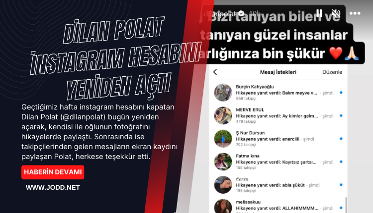 dilan polat instagram hesabini geri acti